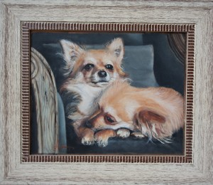 Hondjes L&S , techniek olie op paneel.